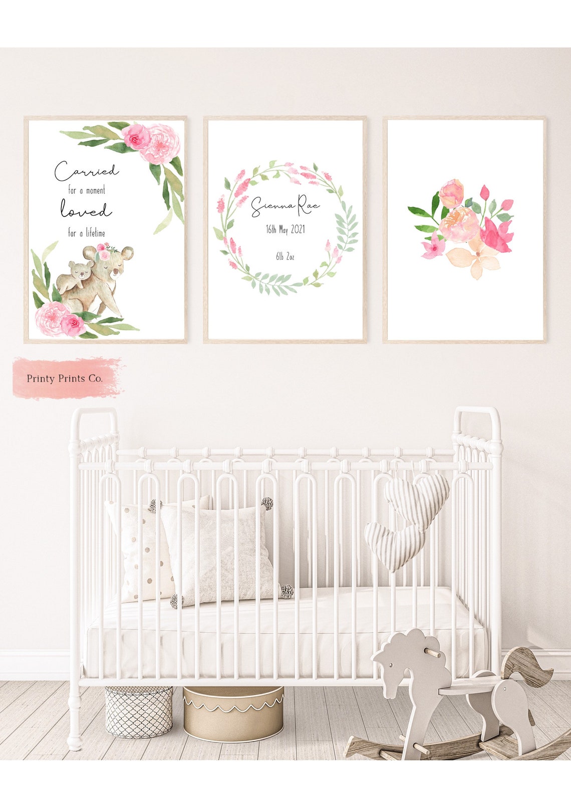 Set of 3 Botanical Nursery Prints Personalised Gift Boho Etsy