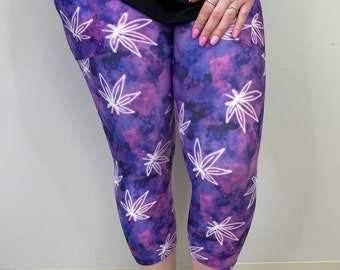 Roze en paarse capri-legging met zakken