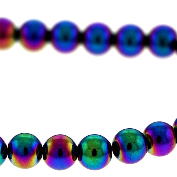 8mm Magnetic Hematite Rainbow Round MH44