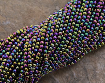 Rond magnétique arc-en-ciel hématite 4 mm MH46