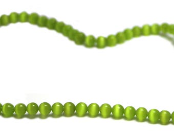 4mm Fiberoptic Cats Eye Round Green 4CE22