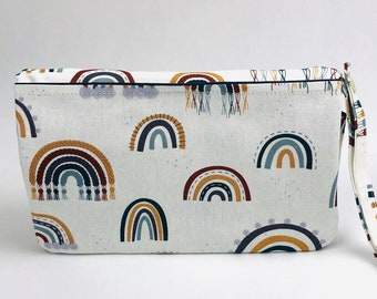 Rainbow diaper clutch changing pad, waterproof diaper mat with wristlet, baby shower gift, baby gift, travel changing mat, new mom gift