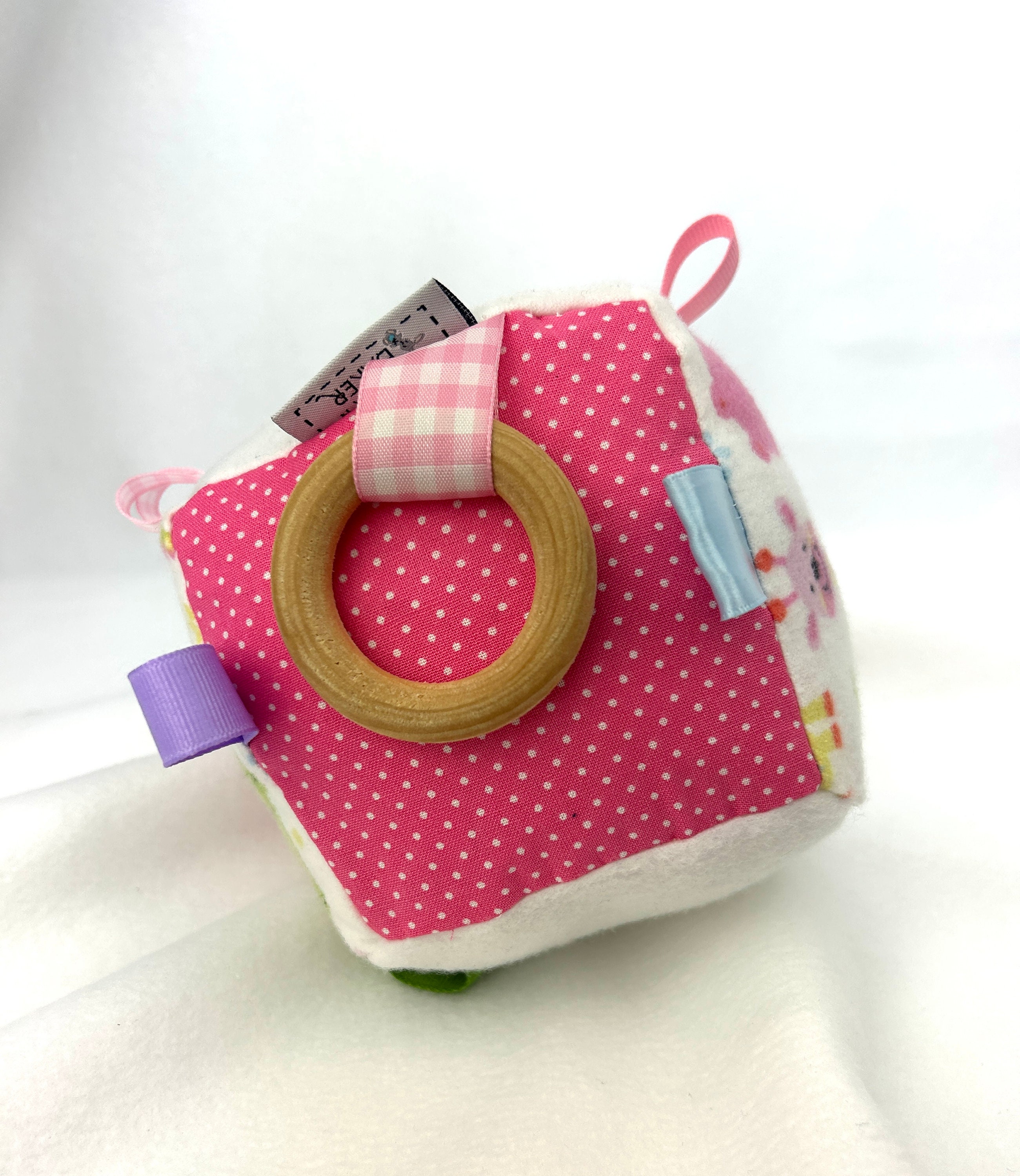 Baby Toy Sensory Baby Block Baby Girl Pink Rattle Fabric - Etsy