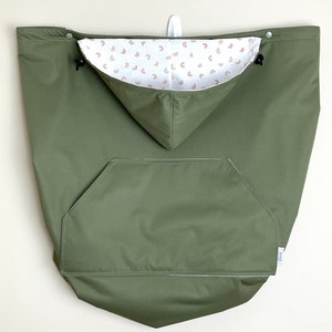 Four season three layer weather resistant baby front carrier cover, Baby front carrier cover with snap out fleece lining, Wearable blanket