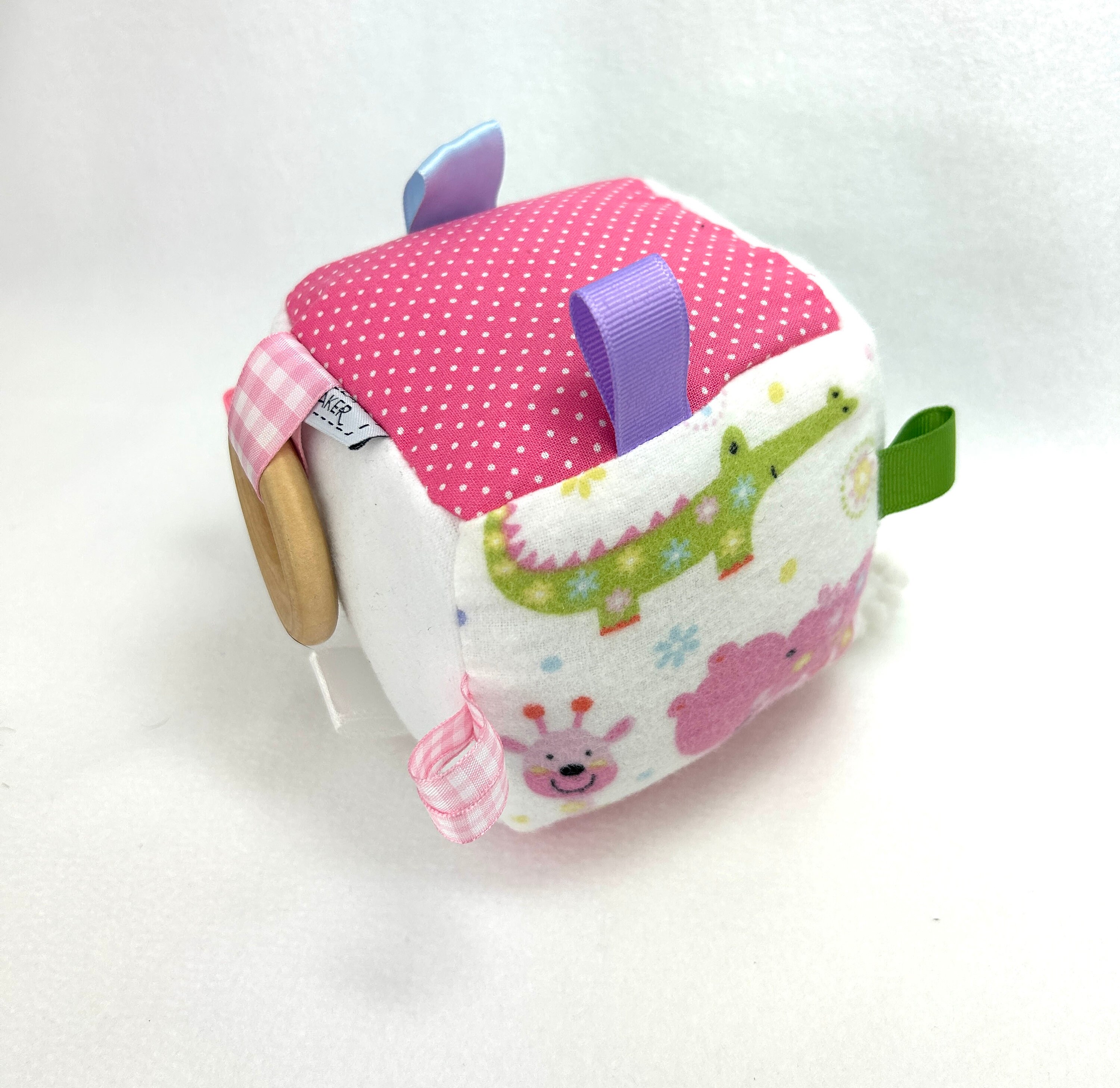 Baby Toy Sensory Baby Block Baby Girl Pink Rattle Fabric - Etsy