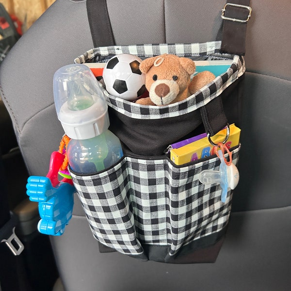 Car caddy/trash bag, car organizer, kids water resistant storage/trash bag, new car gift, car tote for front or back seat, new mom car gift