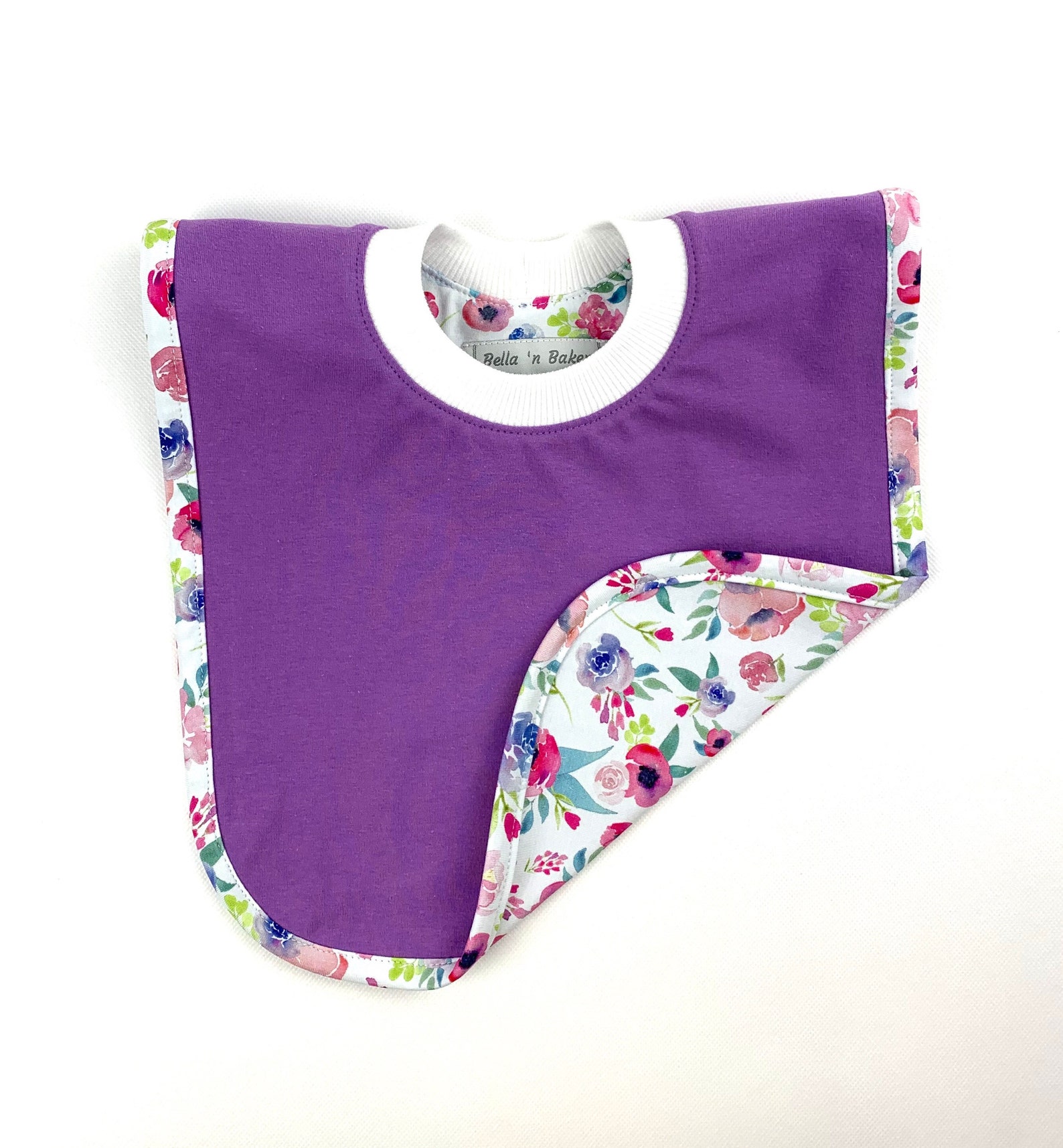 Floral watercolor print baby bib Pull over head bib Etsy