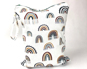 Rainbow wet bag for breast pump supplies,  diaper bag for the new mom, bag for beach or yoga, baby girl shower gift, reusable grocery bag