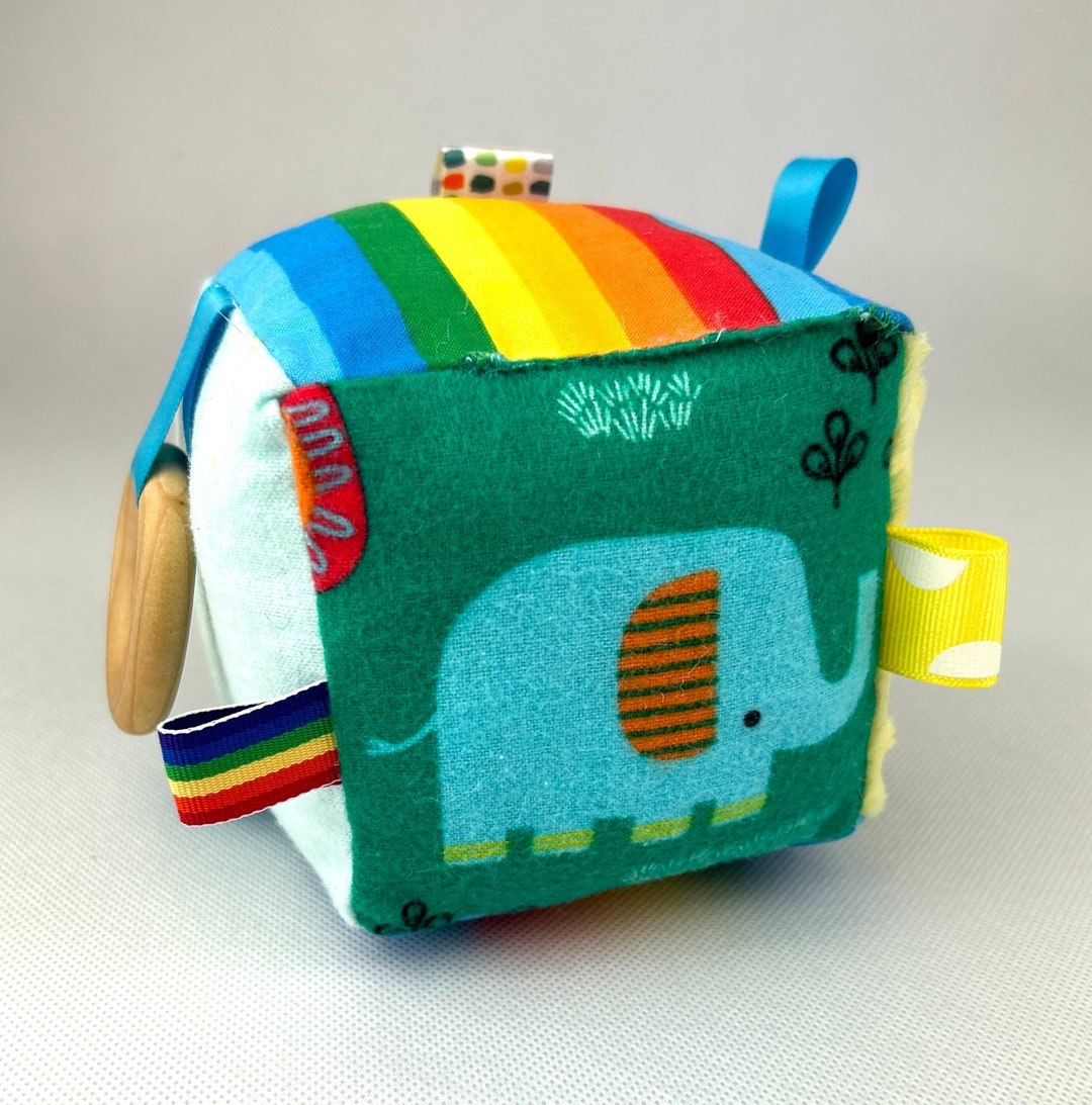 Baby Sensory Block, Baby Shower Gift, Rainbow Toy Block, Baby Rattle