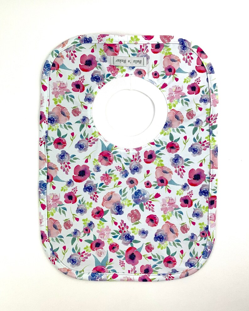 Floral Watercolor Print Baby Bib Pull Over Head Bib Etsy