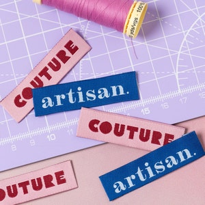 COUTURE / ARTISAN - 6er Pack - Nähetiketten für Kleidung und Geschenke