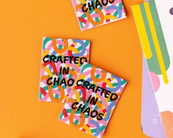 CRAFTED IN CHAOS - 4 Pack - Sewing Labels for Clothes and Gifts
