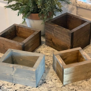 Rustic Wooden Boxes, small, medium, large, extra large, plant container, country, farmhouse, stained boxes