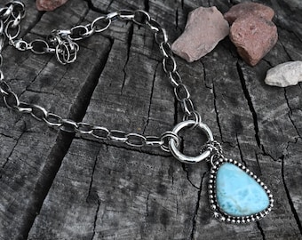 Sterling Silver Larimar Pendant Necklace