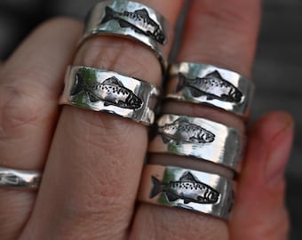 Sterling Silver Trout Fish Ring