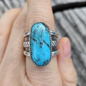 SIZE 8-8.25 Wide Band Kingman Turquoise Ring
