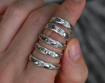 Stamped Silver Ring Band