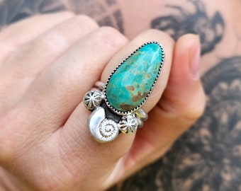SIZE 7.75 Alarcon Turquoise with Shell Ring