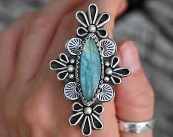 SIZE 8.25-8.5 Labradorite Ring