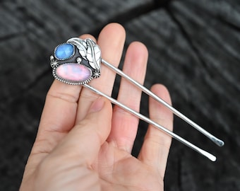 Pink/Blue Aurora Opal Hair Fork