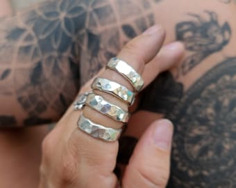 Thick Hammered Silver Rings Made To Order