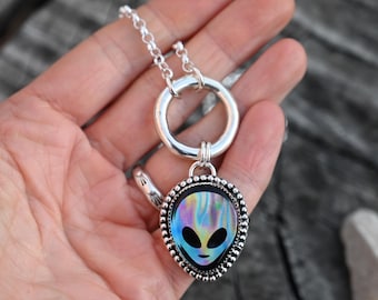 Silver Alien Doublet Pendant Necklace