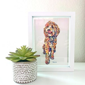 Goldendoodle Art Card, Carte de vœux pour chien encadrable, Original Doodle Aquarell Art Print