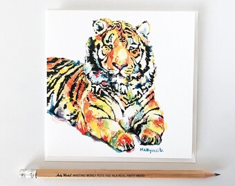 Year of the Tiger Art Card – Watercolor Tiger Greeting Card
