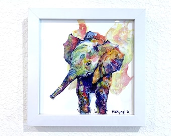 Modern Elephant Art Print: Colorful Watercolor Painting