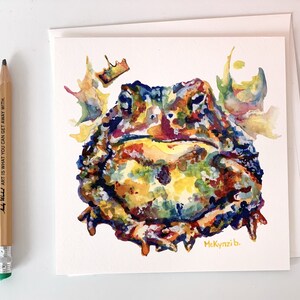 Woodland Toad Greeting Card - Watercolor Reptile Art - Frog Painting