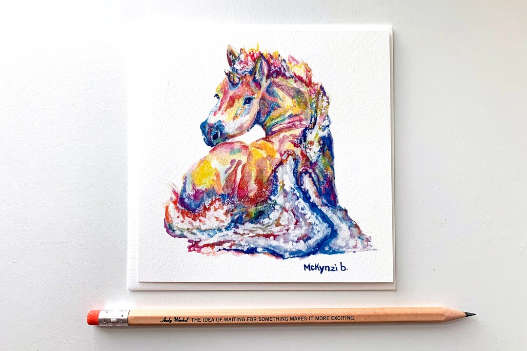 Rainbow Unicorn Watercolor Card: Art Greeting Card - Etsy