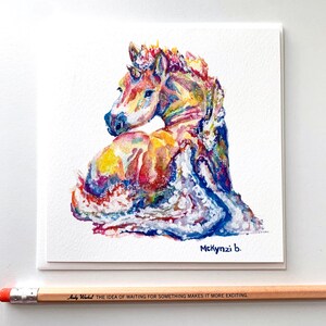 Rainbow Unicorn Card, Unicorn Greeting Card, Watercolor Painting Print, Bookshelf Decor, Rainbow Unicorn