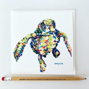 Baby Sea Turtle Card, Blank Card, Watercolor Painting Print, Mini Decor, Sea Turtle Art