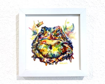 Woodland Toad Prince Artwork - Print of Colorful Watercolor Frog Art