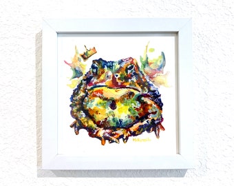 Waldperlenkönig Kunstwerk - Druck von bunten Aquarell Froschkunst