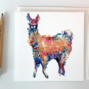 Colorful Llama Card, Colorful Alpaca Card, Make a Wish, My Wish for You, Small Bookshelf Decor, Blank Card