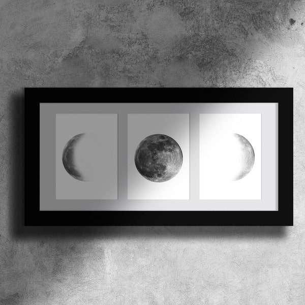 Moon Phase Triptych 3 Digitale Download Print Moon Space Fasen Prints