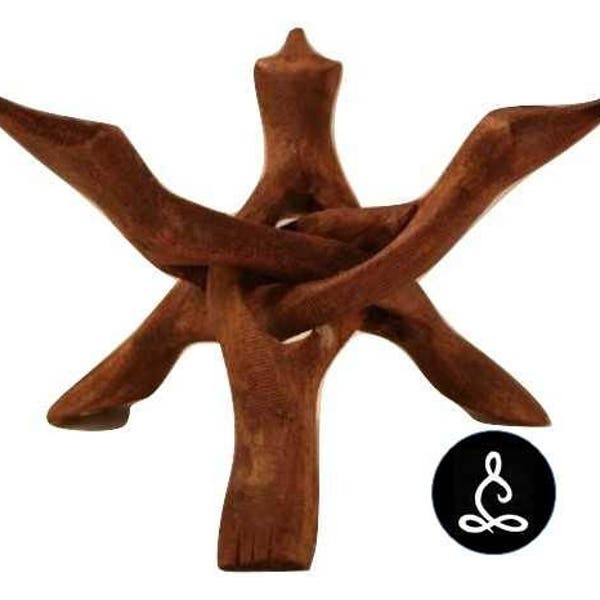 8 inch Wood Stand Hand Crafted Folding Tripod Stand for Display of Abalone, Smudge Shell, Beach Shell, Crystal or Geode