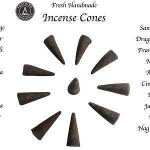 Fresh handmade Incense Cones - Aromatherapy - Lavender, Frankincense, Myrrh, White Sage, Sandalwood, Musk, Patchouli and other favorites!