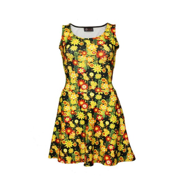 Blumen Blumen Wilde Wiese bunte Retro Sommer Alternative gedruckt Skater-Kleid