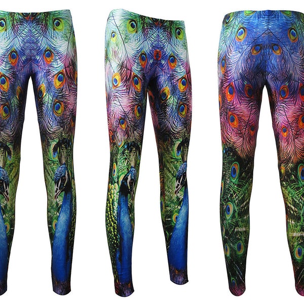 Peacock Print Leggings Etsy