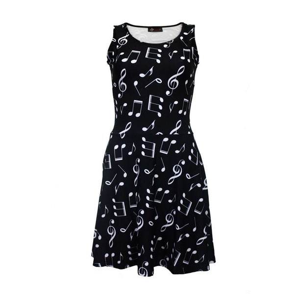 Musical Notes Music Fan Score Sheet Alternative Printed Skater Dress