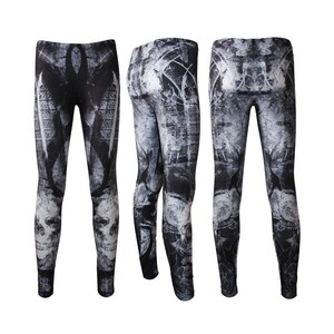 Fantasy Skulls Gothic Tattoo Church Windows Distresses Alternative Printed Leggings