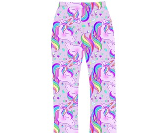 Multi Rainbow Unicorn Stars Print Loungewear Sleepwear Pyjama Bottoms Pants