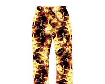 Abstract Fire Flames Alternative 90's All Over Print Loungewear Sleepwear Pyjama Bottoms Pants