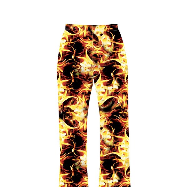 Abstract Fire Flames Alternative 90's All Over Print Loungewear Sleepwear Pyjama Bottoms Pants