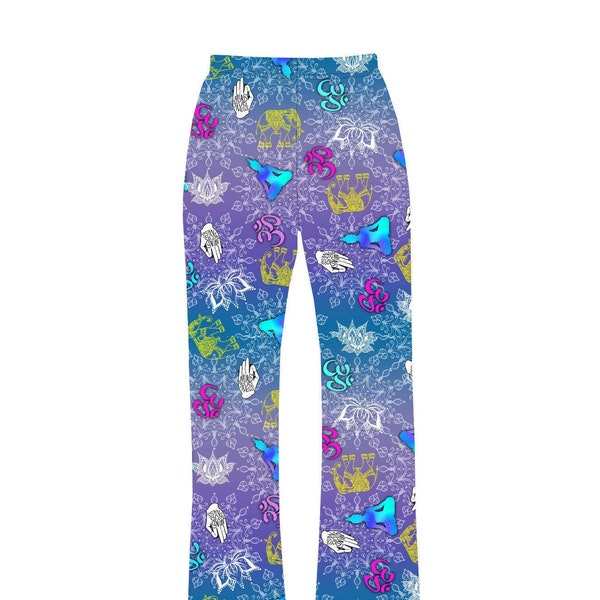 Yoga Mindfulness Elephant Symbols Lotus Flower Ethnic Print Loungewear Sleepwear Pyjama Bottoms