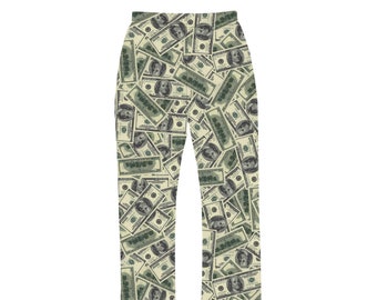 US Dollar Bill Notes Fabric Mr Franklin 100 Dollars Print Loungewear Sleepwear Pyjama Bottoms