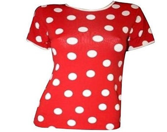 Red And White Polka Dots Minnie Classic Printed T-Shirt Top