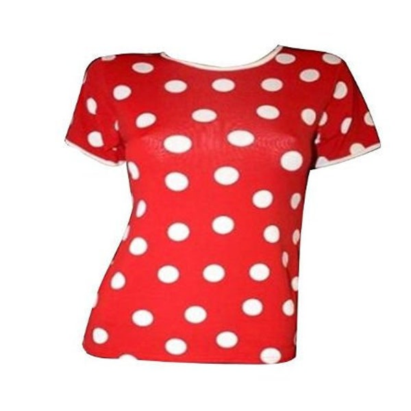 Red And White Polka Dots Minnie Classic Printed T-Shirt Top